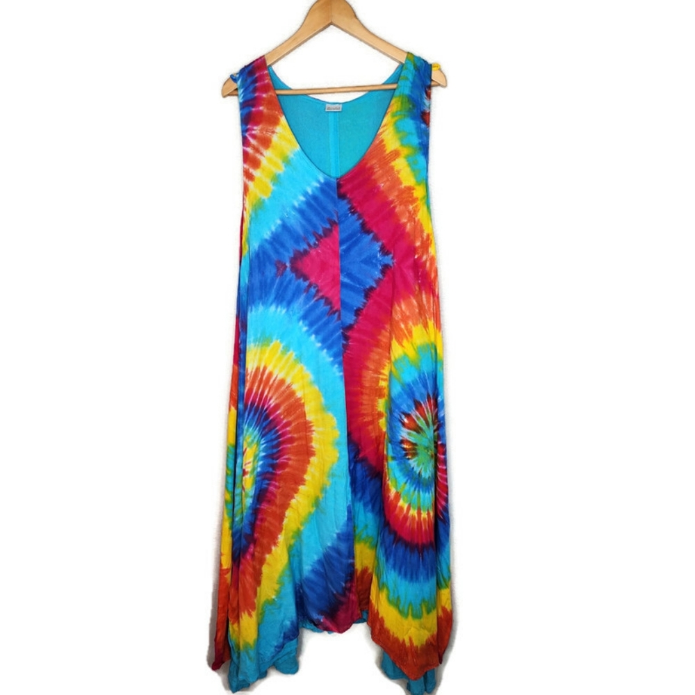 Sweet Lady Rainbow Tie Dye Maxi Dress One Size